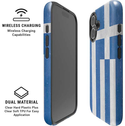 Greece Flag Distressed iPhone 16 Magsafe Impact Case